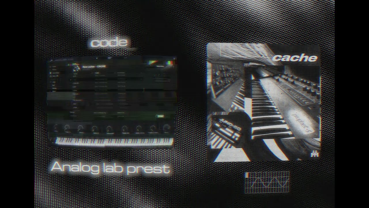 Thumbnail of the CACHE preset walkthrough: Analog Lab open next to the CACHE artwork